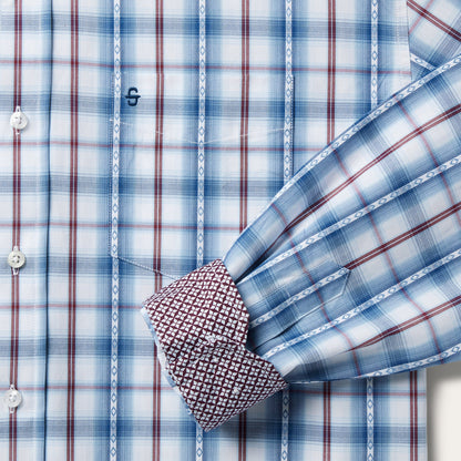 Blue Diamond Dobby Plaid Shirt Men