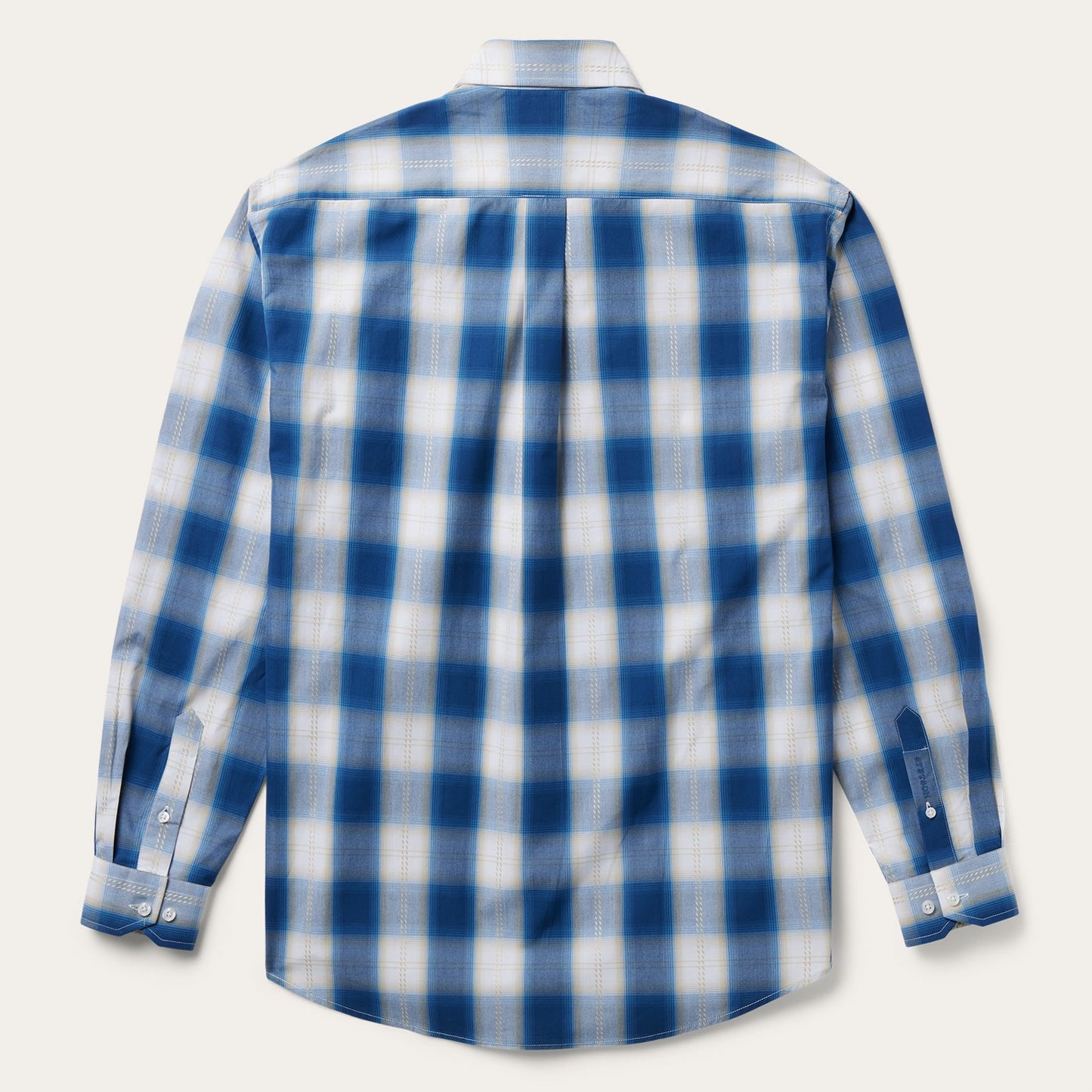 Navy Gold Ombre Plaid Short Sleeve Western Shirt Men