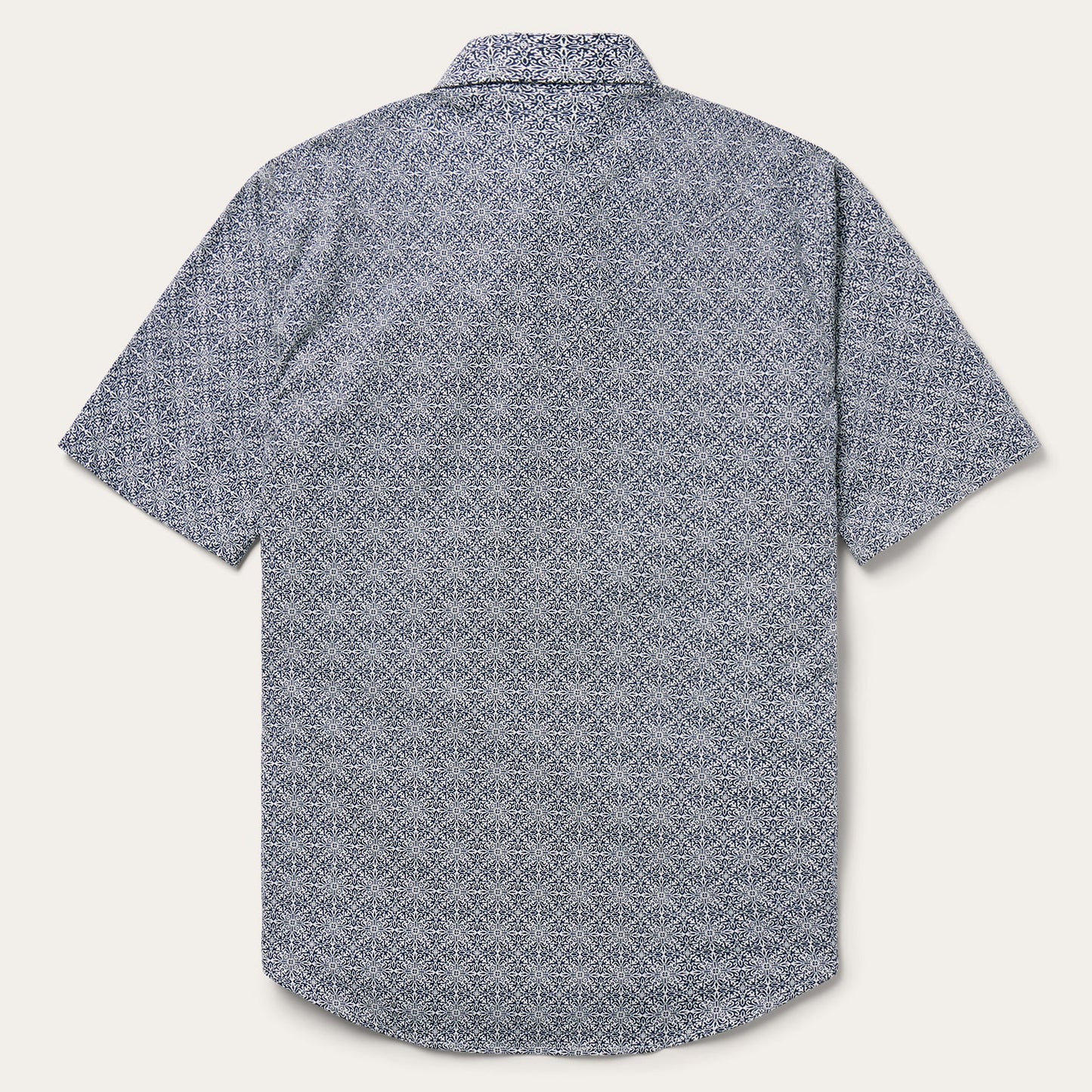 Navy Print Short Sleeve Western Shirt Men