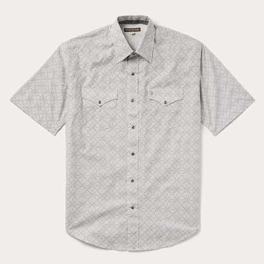 Pewter Filigree ShortSleeve Western Shirt Men