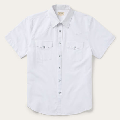 White Oxford Short Sleeve Western Shirt Men