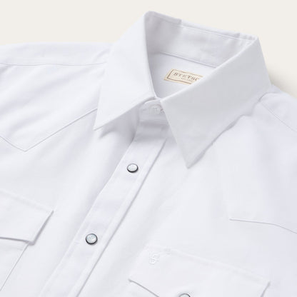White Oxford Short Sleeve Western Shirt Men