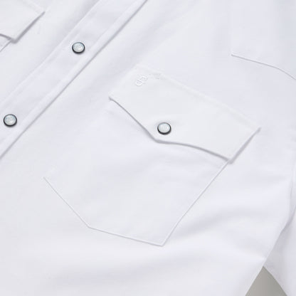 White Oxford Short Sleeve Western Shirt Men