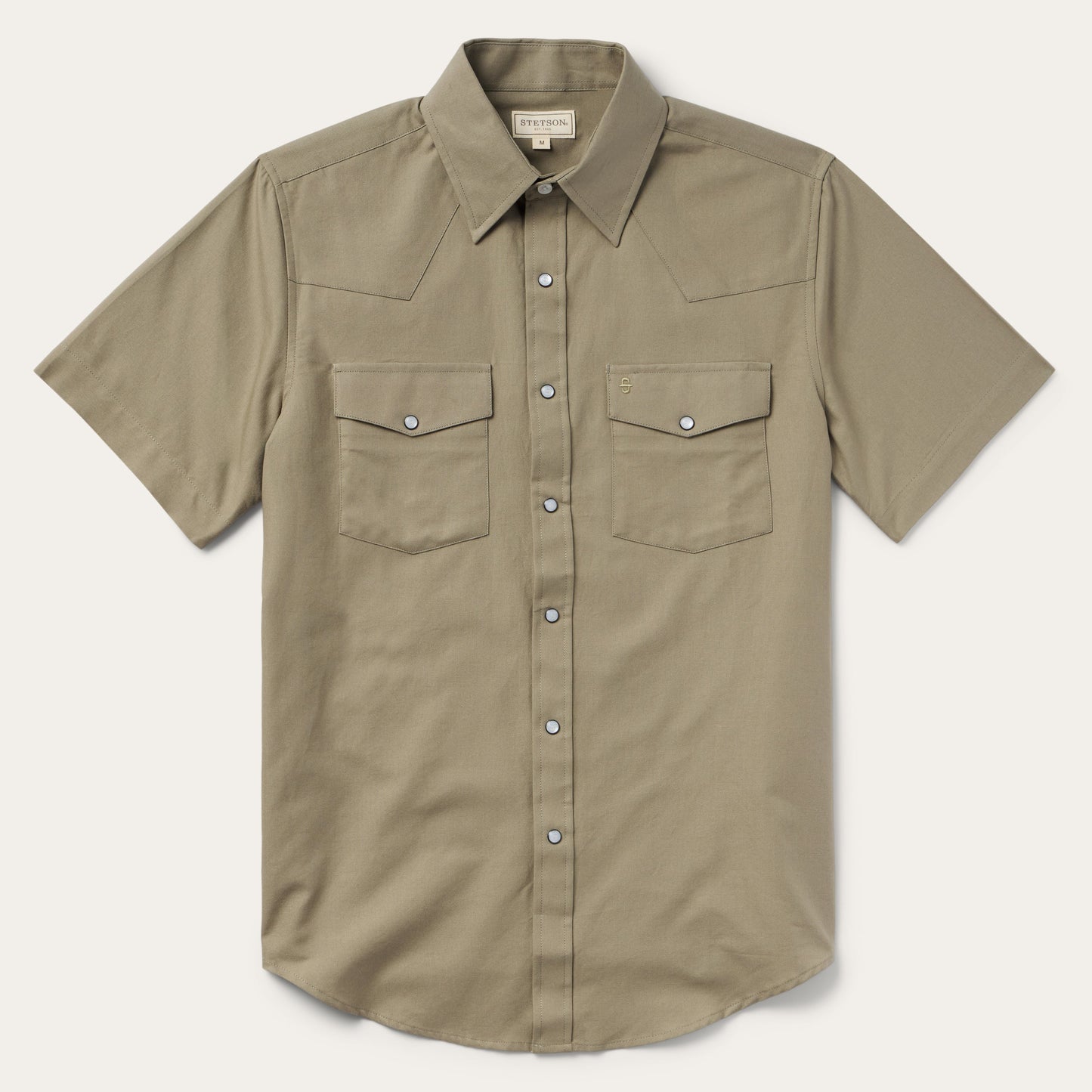Olive Oxford Short Sleeve Western Shirt Men