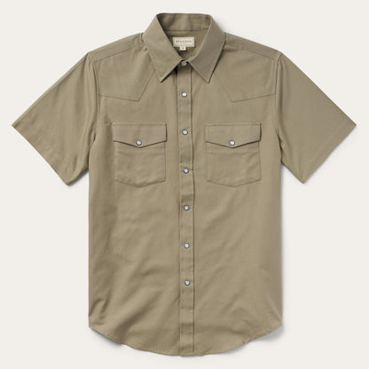 Olive Oxford Short Sleeve Western Shirt Men