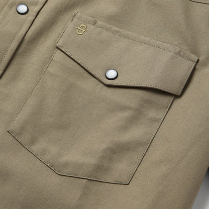Olive Oxford Short Sleeve Western Shirt Men