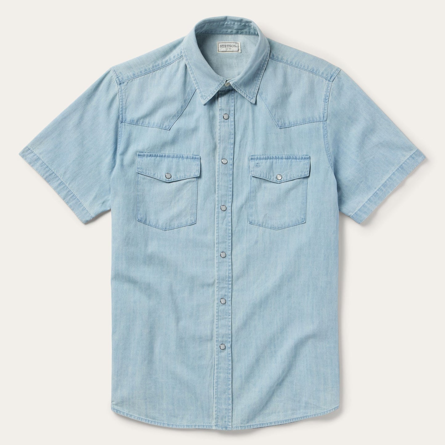 Chambray Oxford Short Sleeve Western Shirt Men