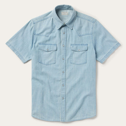 Chambray Oxford Short Sleeve Western Shirt Men