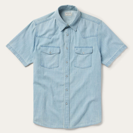 Chambray Oxford Short Sleeve Western Shirt Men