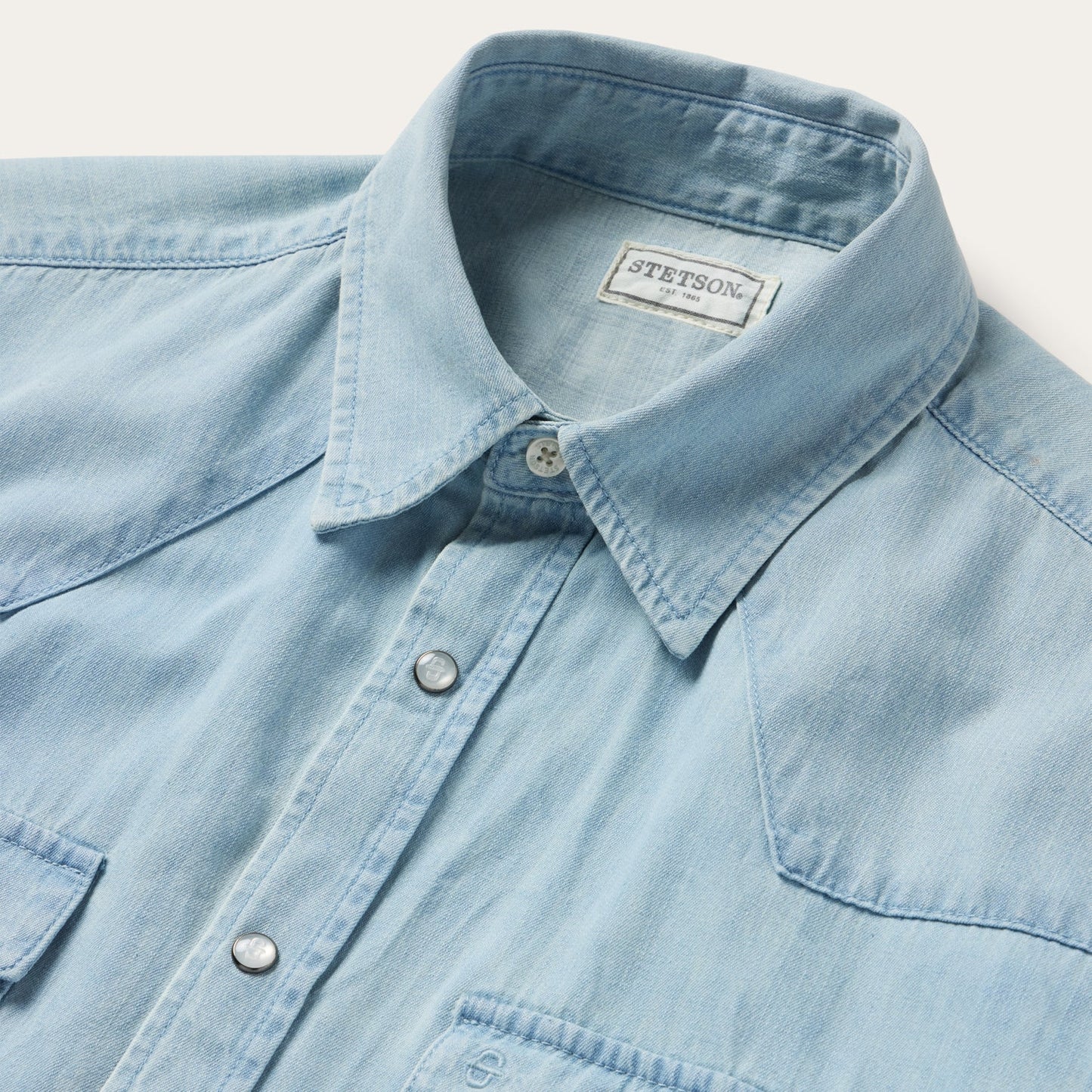 Chambray Oxford Short Sleeve Western Shirt Men