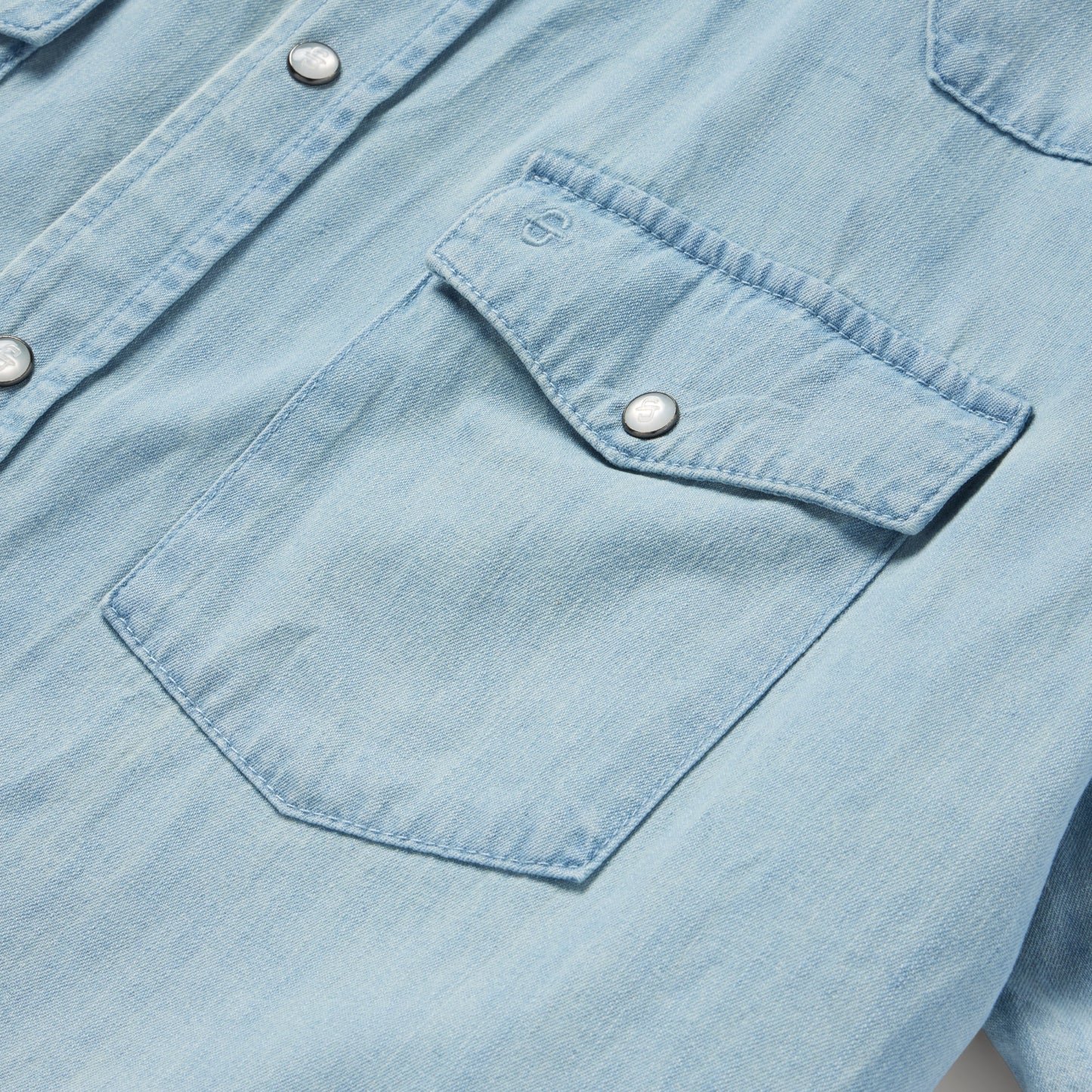 Chambray Oxford Short Sleeve Western Shirt Men