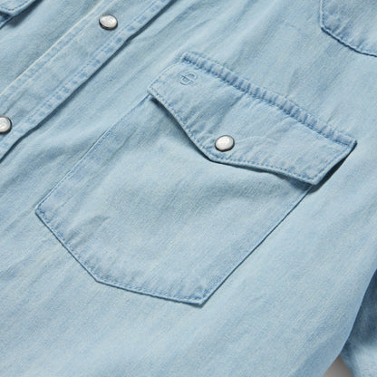 Chambray Oxford Short Sleeve Western Shirt Men