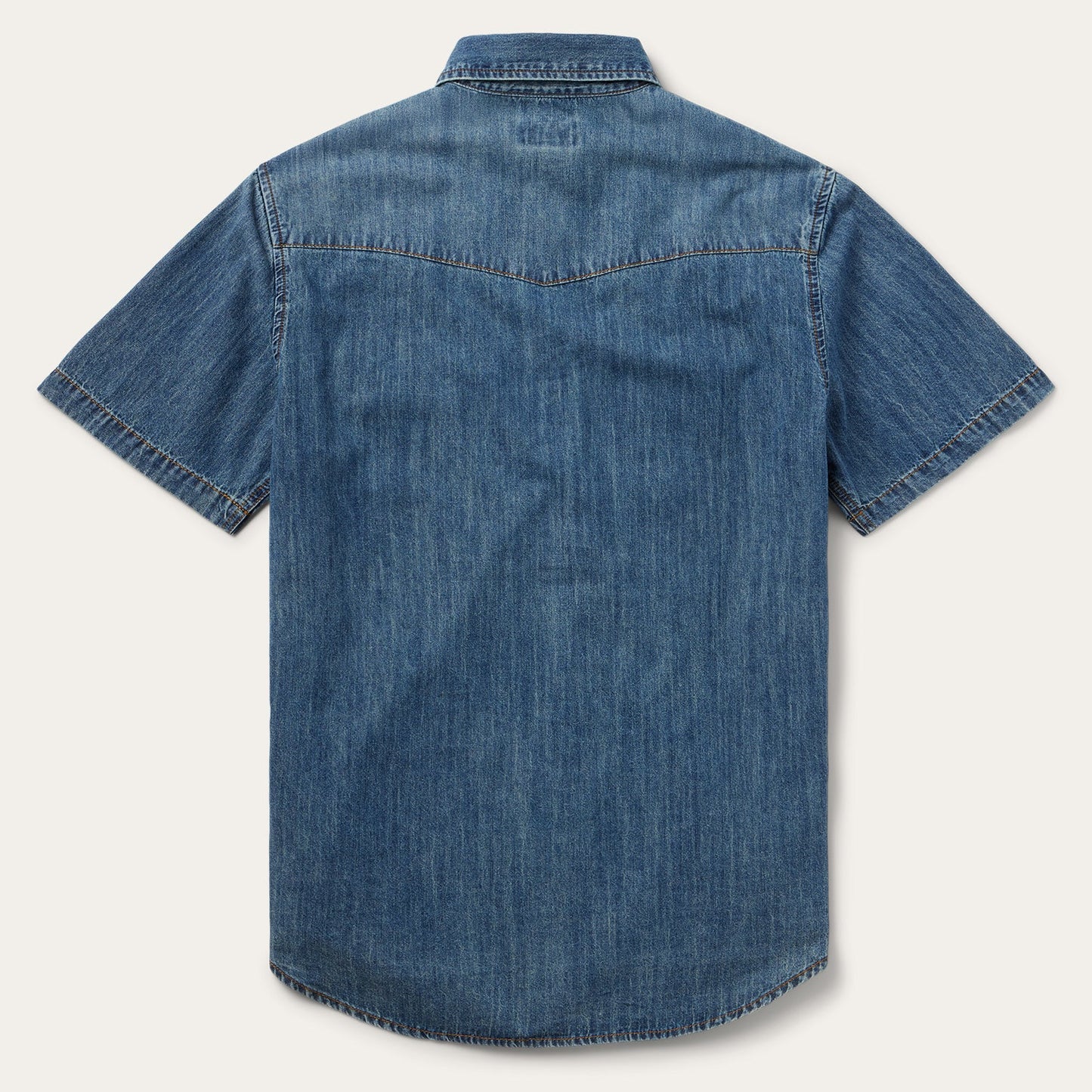 Turquoise Snap Short Sleeve Denim Shirt Men