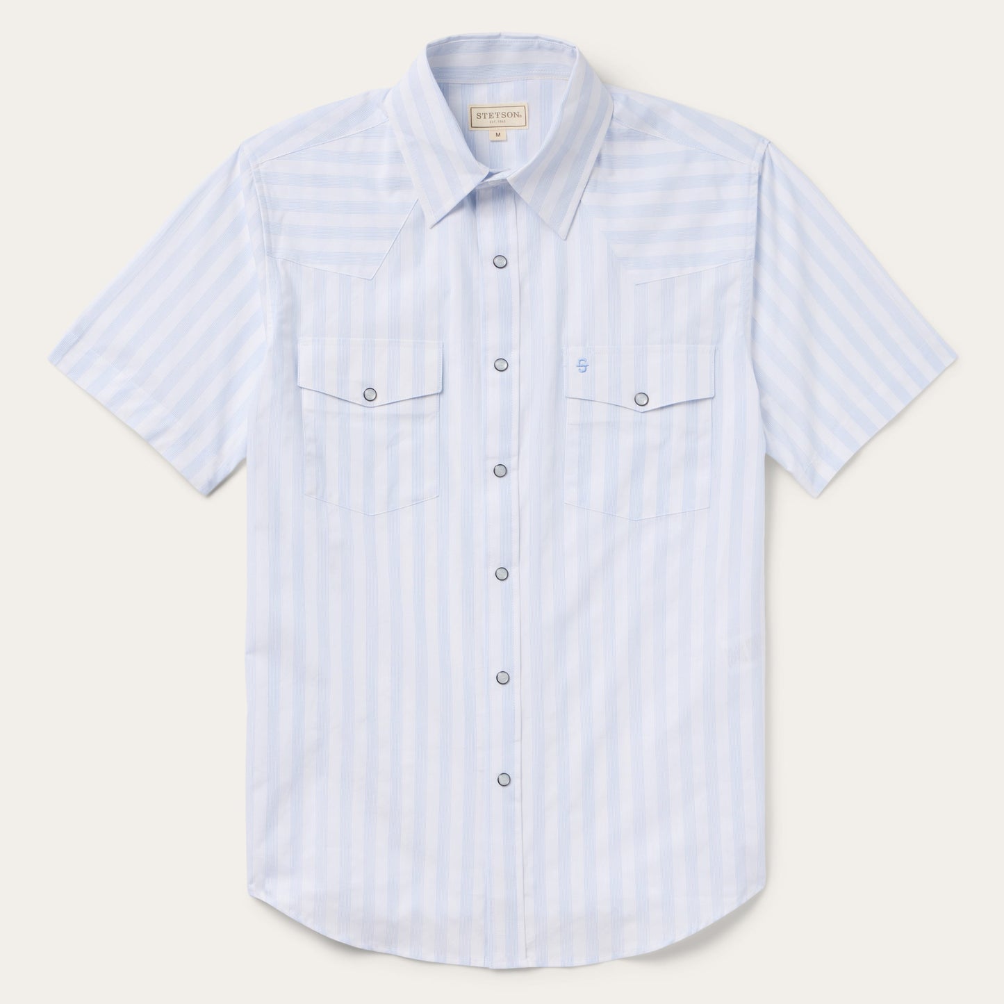 Stripe Oxford Short Sleeve Western Shirt Men