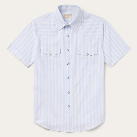 Stripe Oxford Short Sleeve Western Shirt Men