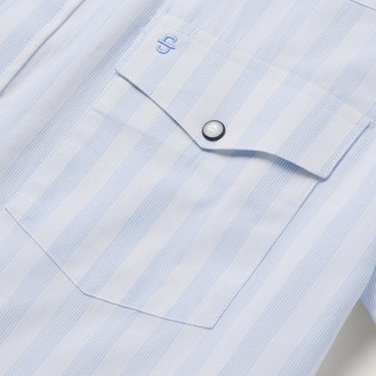 Stripe Oxford Short Sleeve Western Shirt Men