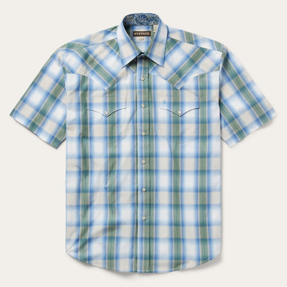 Moss Plaid ShortSleeve Western Shirt Men