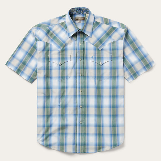 Moss Plaid ShortSleeve Western Shirt Men