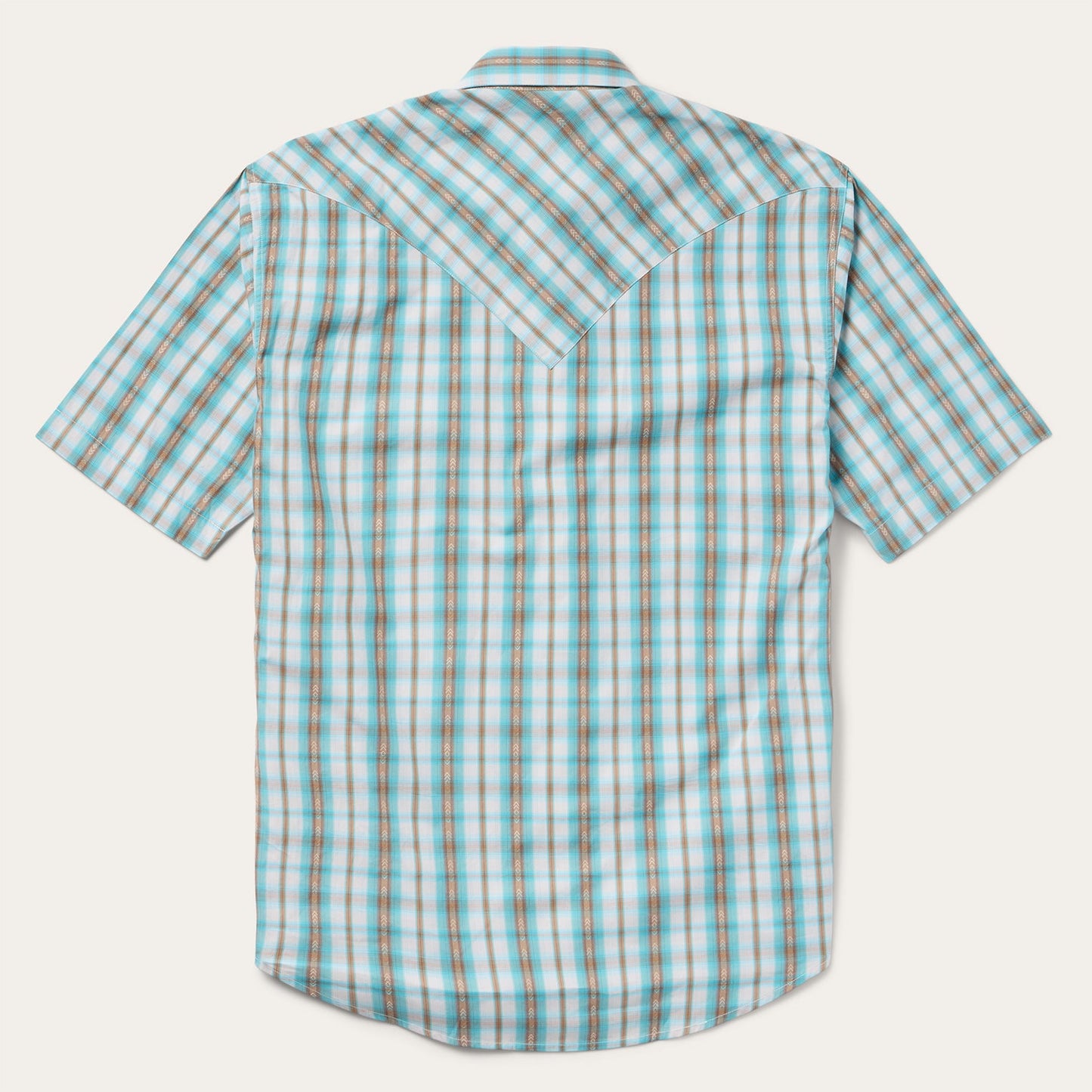 Turquoise Plaid ShortSleeve Western Shirt Men