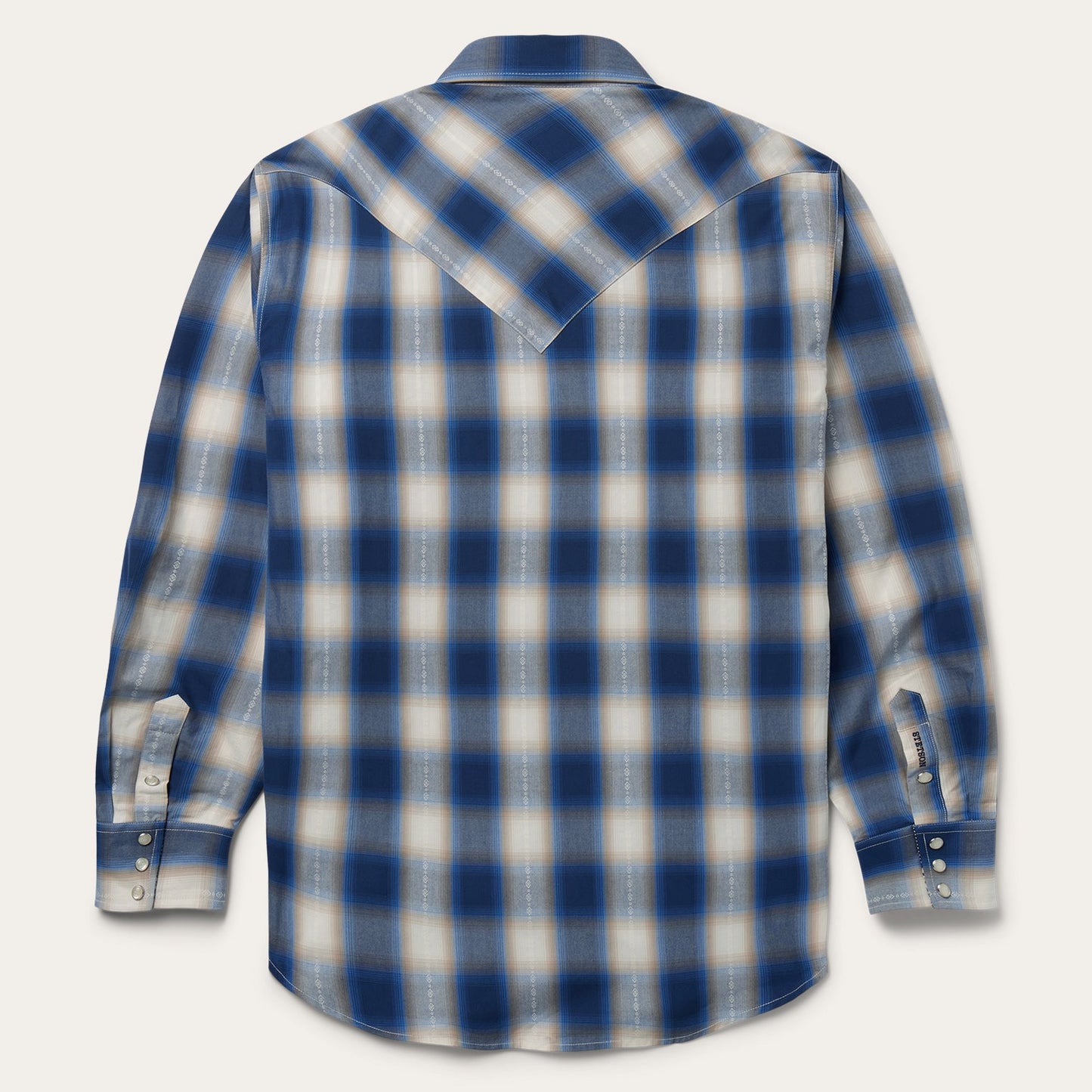 Blue Ombre Plaid Western Shirt Men