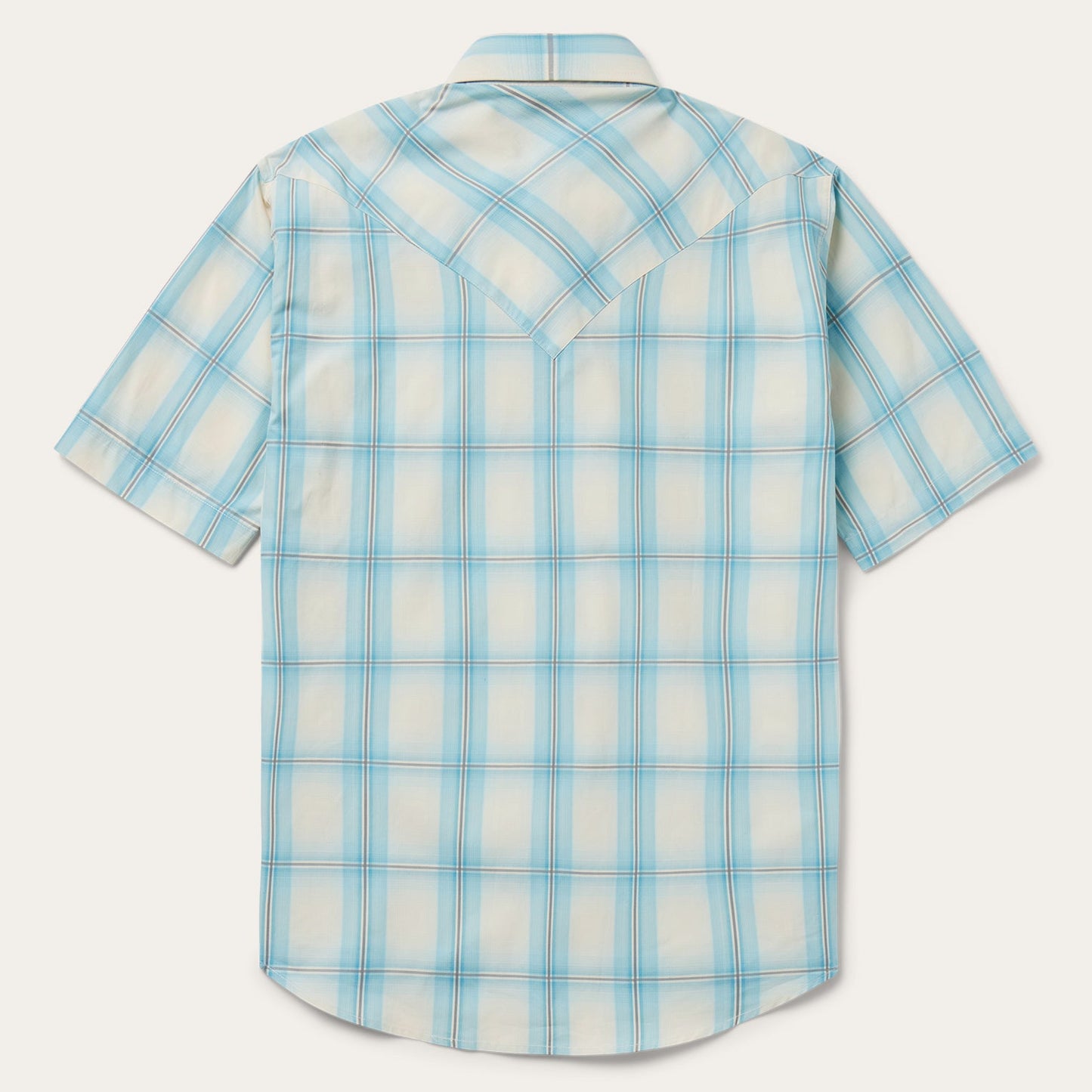 Ombre Plaid Short Sleeve Western Shirt Men