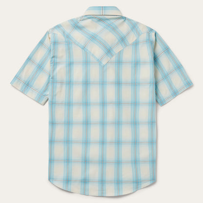 Ombre Plaid Short Sleeve Western Shirt Men