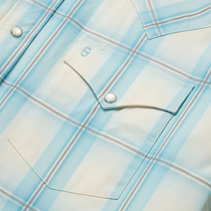 Ombre Plaid Short Sleeve Western Shirt Men