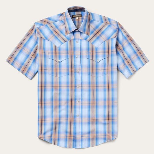 Sunrise Plaid ShortSleeve Western Shirt Men
