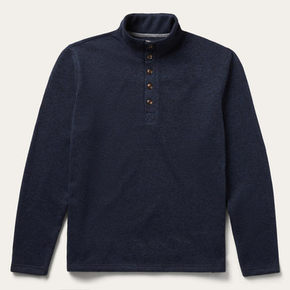 Button Front Blue Pullover Knit Sweater Mens