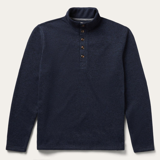 Button Front Blue Pullover Knit Sweater Mens