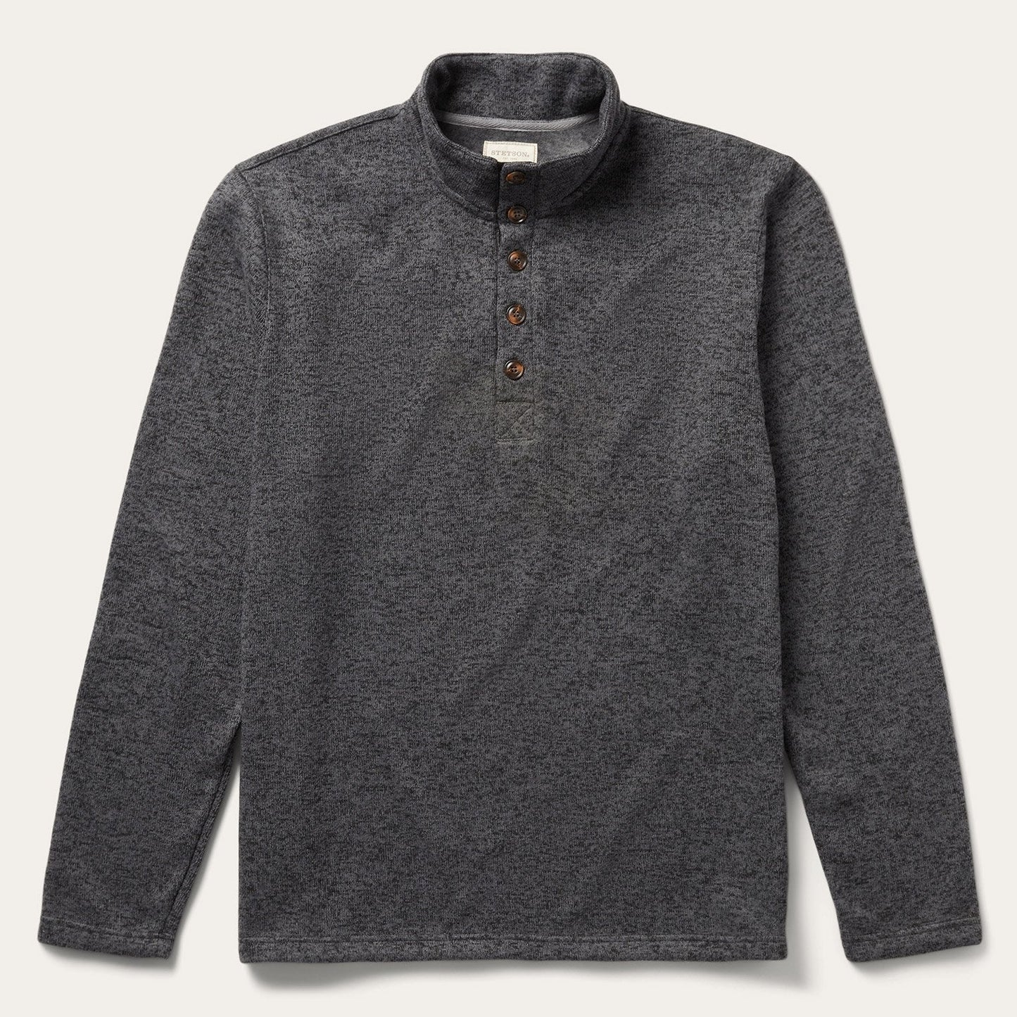 Button Front Grey Pullover Knit Sweater Mens