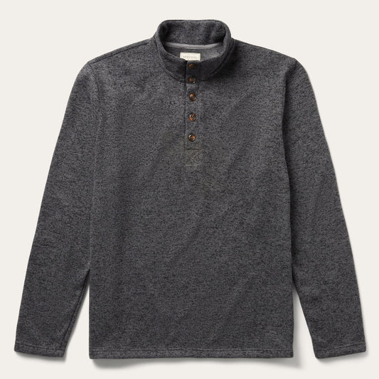 Button Front Grey Pullover Knit Sweater Mens