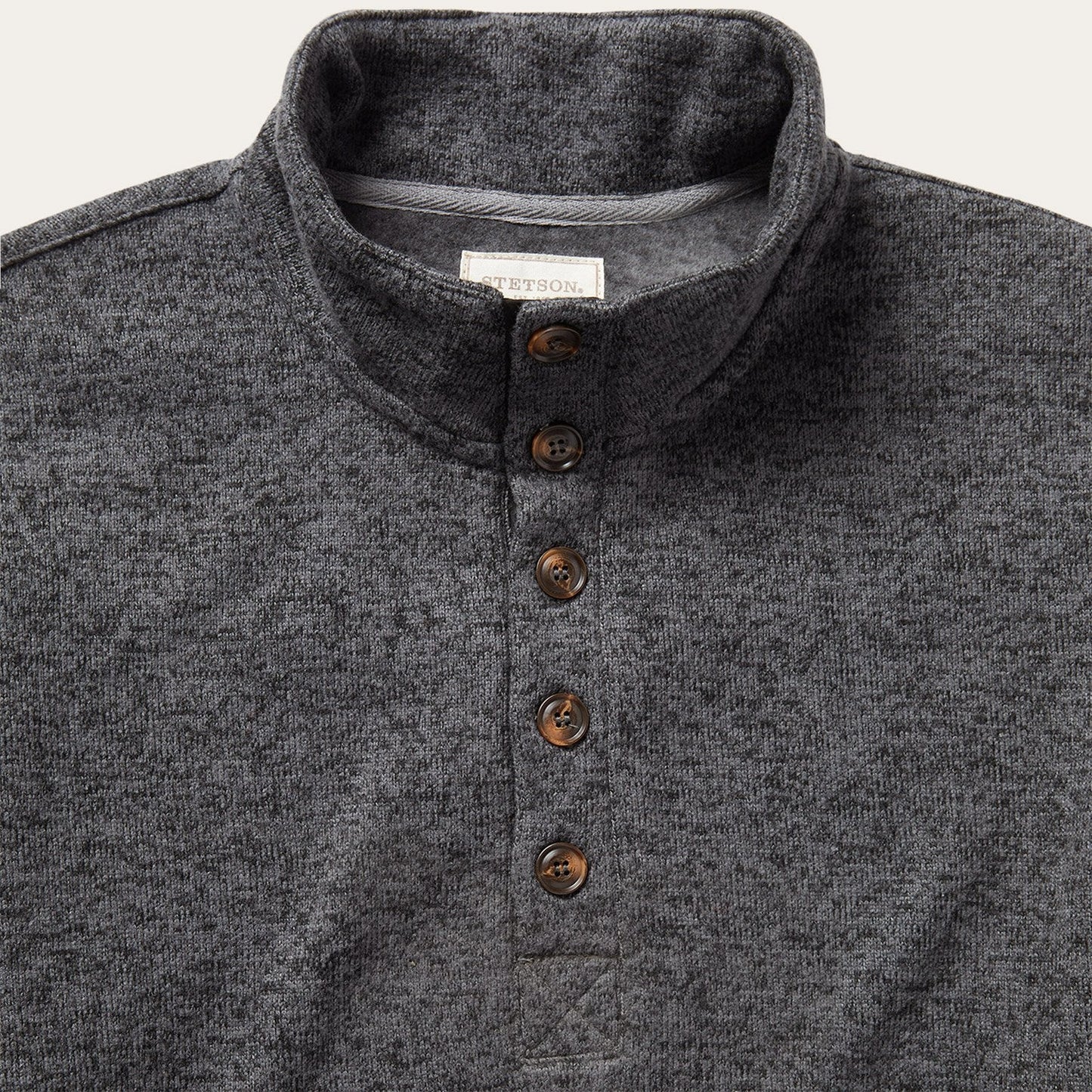 Button Front Grey Pullover Knit Sweater Mens