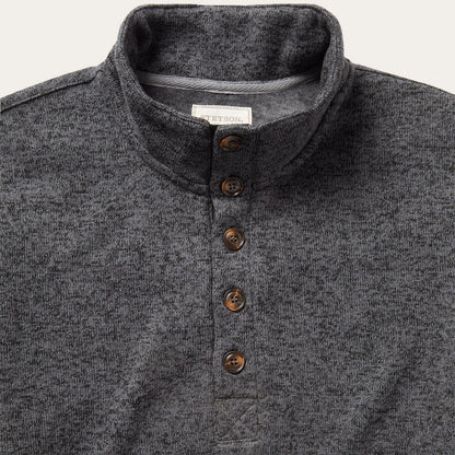 Button Front Grey Pullover Knit Sweater Mens