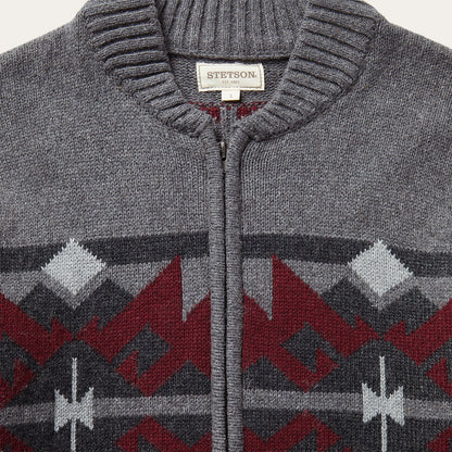 Grey Aztec Cardigan Mens
