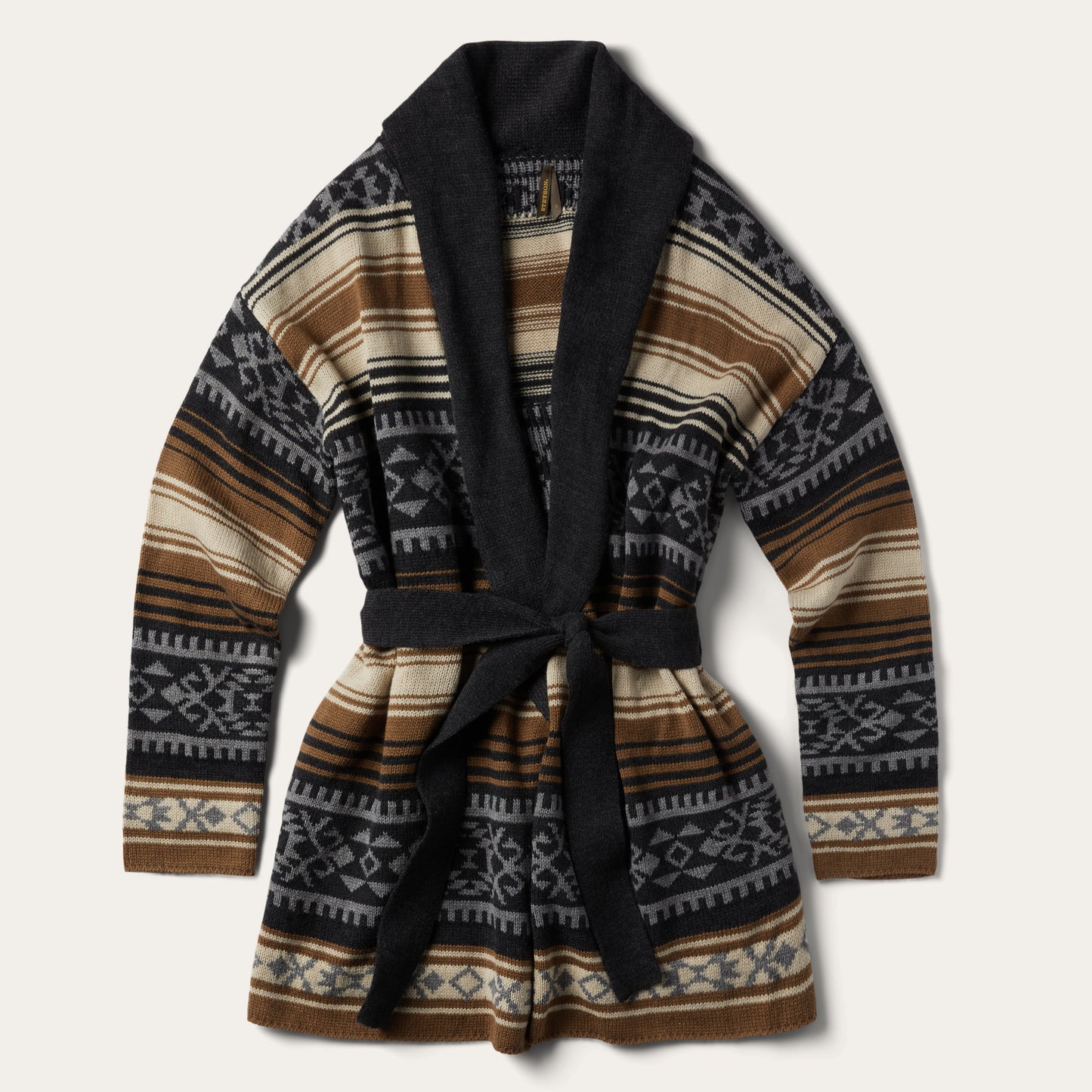 Brown Serape Belted Cardigan Women