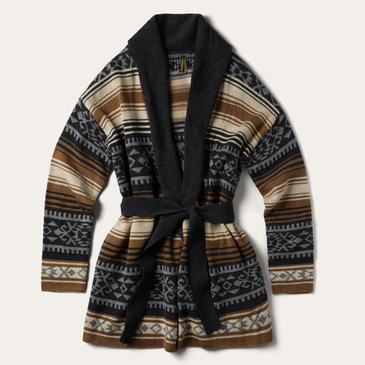 Brown Serape Belted Cardigan Women