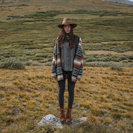 Brown Serape Belted Cardigan Women