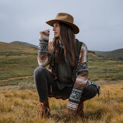 Brown Serape Belted Cardigan Women