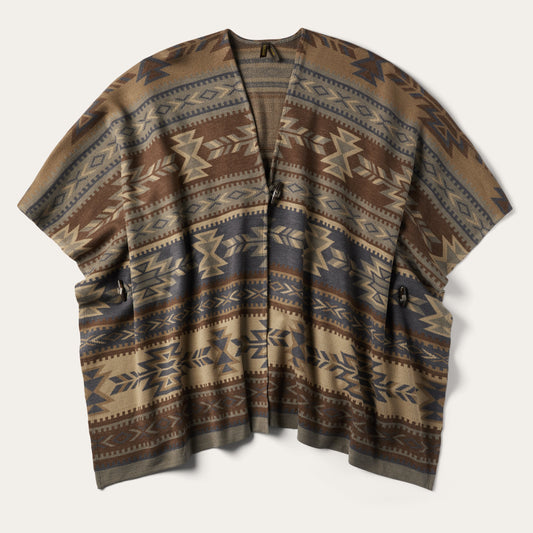 Aztec Print Sweater Poncho Women
