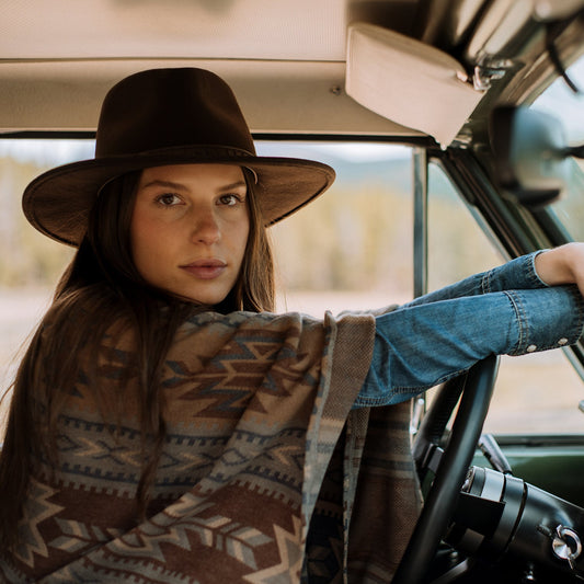 Aztec Print Sweater Poncho Women