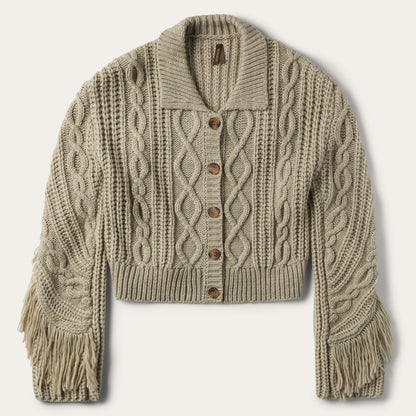 Cream Fringed Cardigan Women