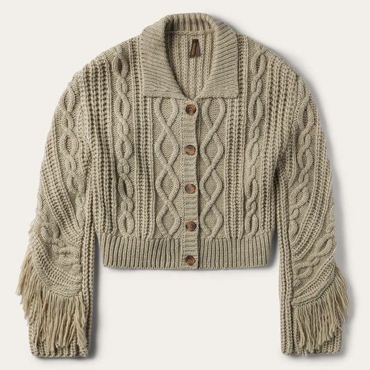 Cream Fringed Cardigan Women