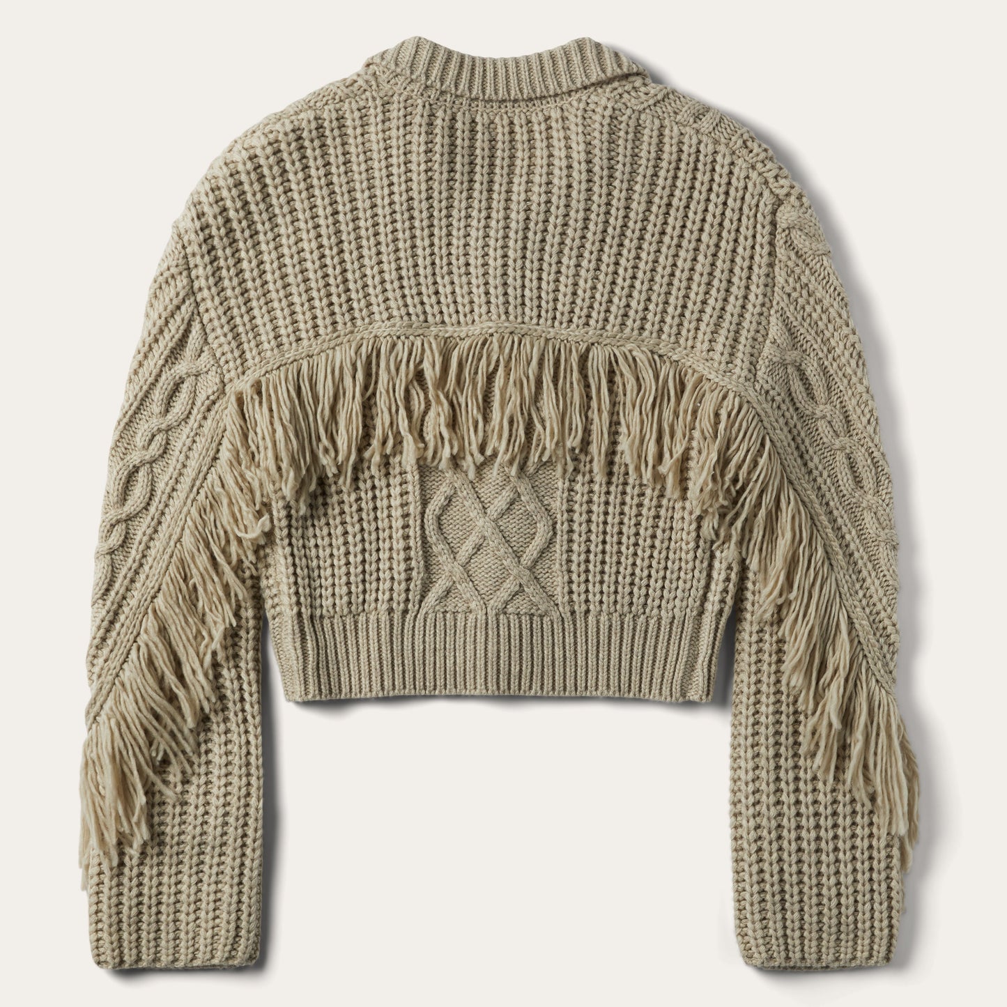 Cream Fringed Cardigan Women