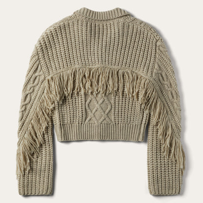 Cream Fringed Cardigan Women
