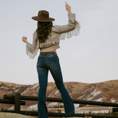 Cream Fringed Cardigan Women