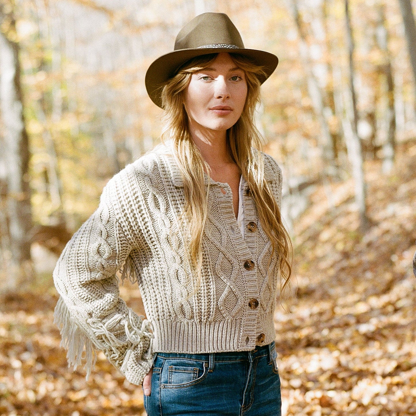 Cream Fringed Cardigan Women