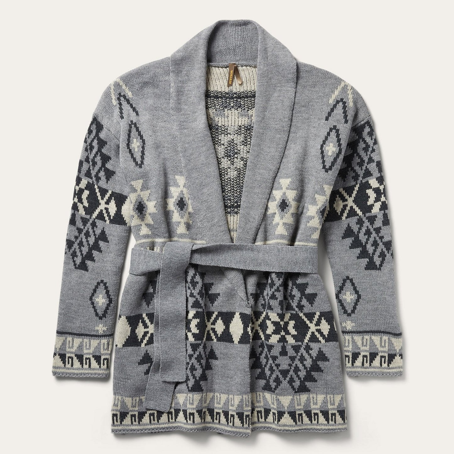 Chunky Knit Tie Sweater in Grey Women