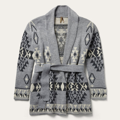 Chunky Knit Tie Sweater in Grey Women