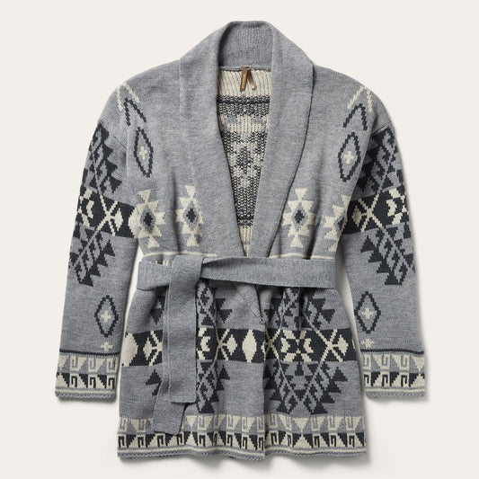 Chunky Knit Tie Sweater in Grey Women